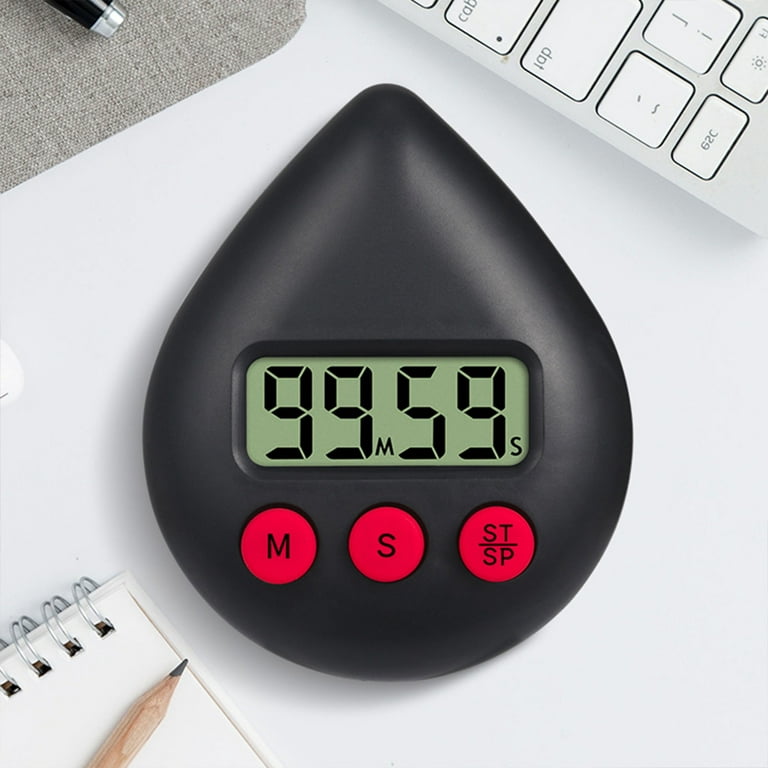 FOLOSAFENAR Electronic Timer, Clear Numbers Lightweight Magnetic Back ABS  Case Round Timer with Stand for Reading Timing(Black) : : Home  & Kitchen