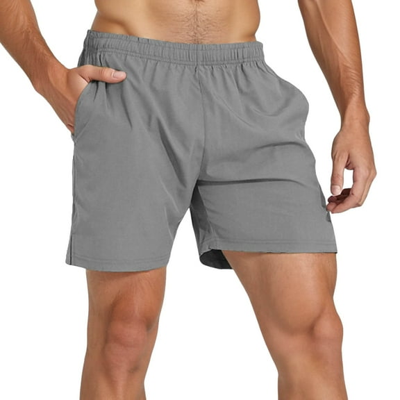 OSOLU Solid Color Men's Summer Shortsgy Shorts With Pockets Elastic Waistband Cargo Leisure Shorts Daily Relaxed Fit Breathable Bottoms