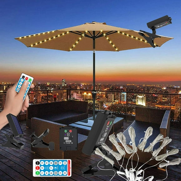 Sentmoon Prime Day Deals 2024 Canada Solar LED Beach Camping Umbrella Light 8 Modes IP68 Clip Type Solar Panel USB Chargeable Remote Control Mode Display Power Display Sof Deals Flyer