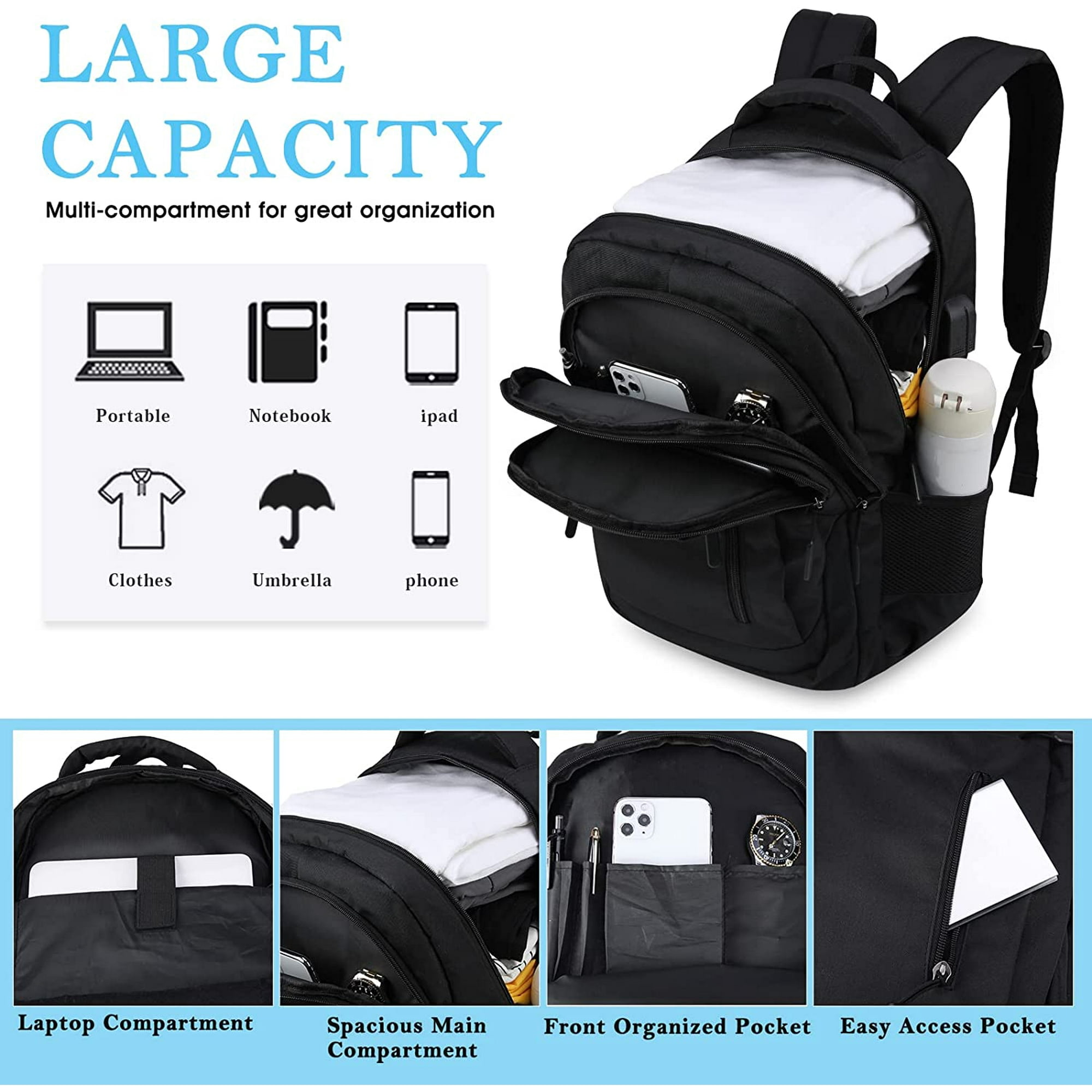 Laptop Backpack Inch Travel Backpack with USB Charging Port