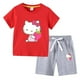thumbnail image 3 of Camiseta con estampado de dibujos animados de verano de Hello Kitty + Pantalones casuales traje de dos piezas de manga corta de algodón para niños y niñas pueden usar, 3 of 5