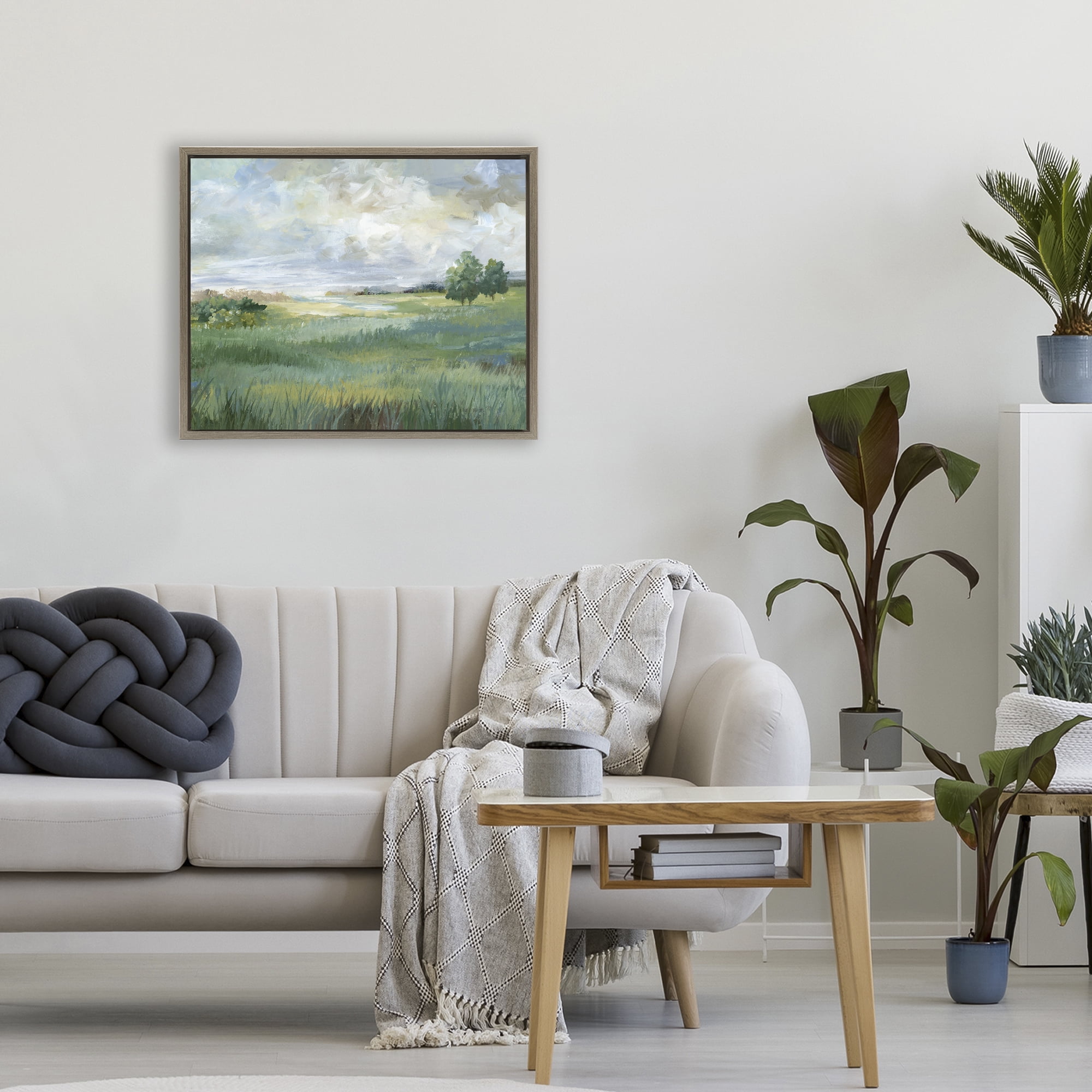 Stupell Industries Idyllic Field at Dawn Brown Framed Floater Canvas Wall Art, design by Nan