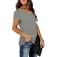 thumbnail image 6 of Women’s Petal Sleeve Tops Fashion Crossover Strappy Loose T-Shirt Summer V-Neck Pullover Tee,Gray,3XL, 6 of 7