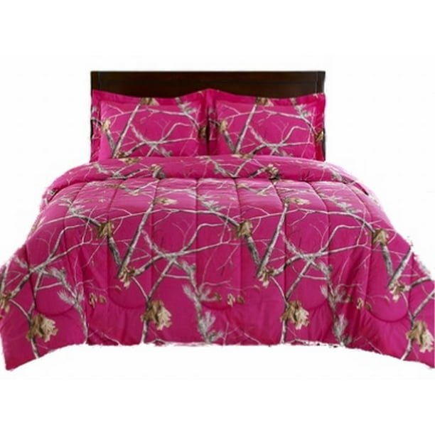 Hot Pink Camouflage Twin Comforter Set, Pink Camo Twin Bed Set