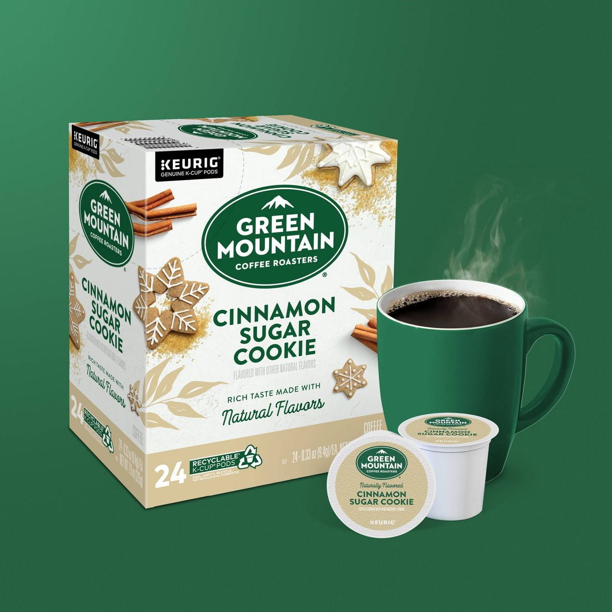 2X - 24ct Green Mountain Coffee Cinnamon Sugar Cookie Keurig K-Cup Coffee Pods Flavored Coffee Light Roast