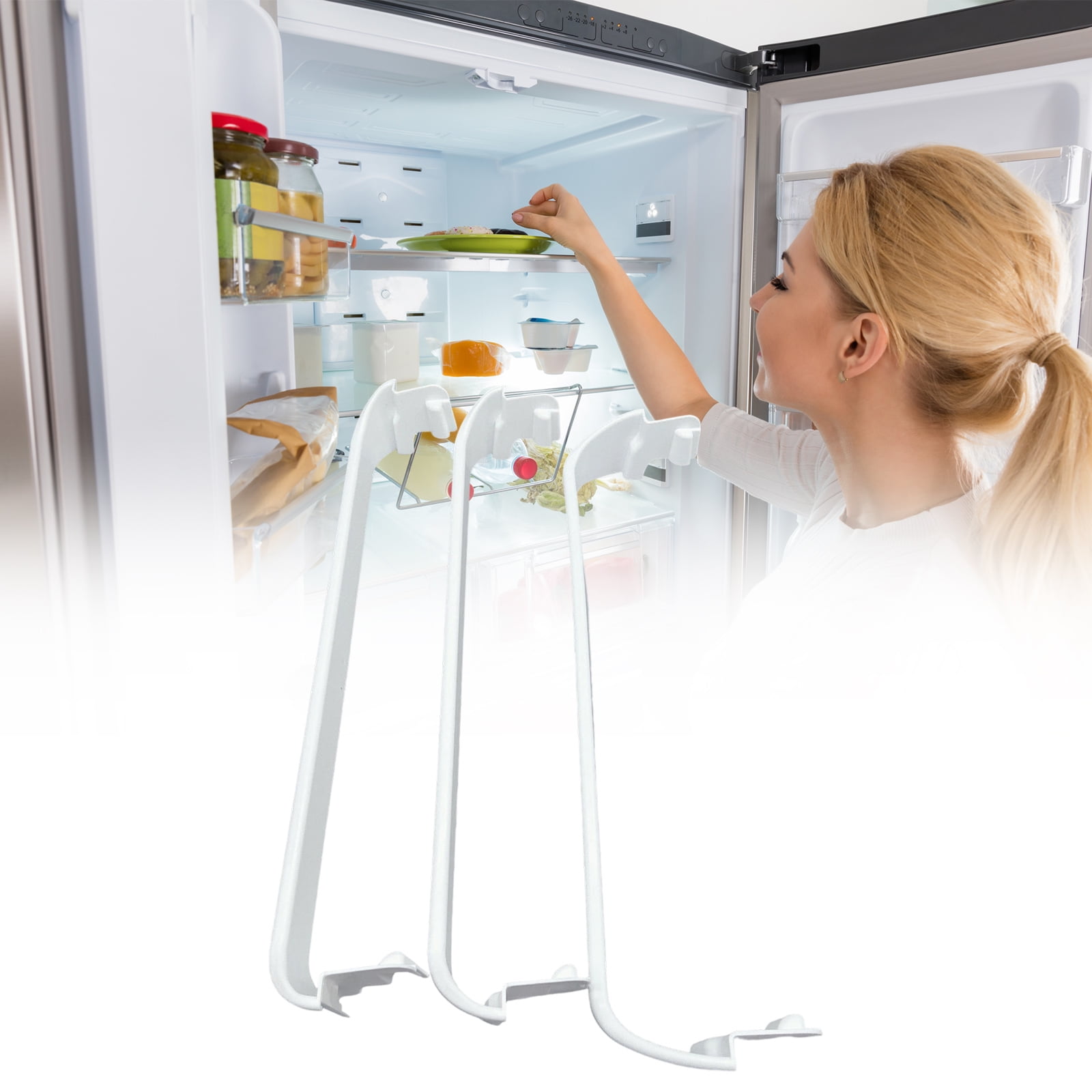 Permanent ABS Refrigerator Door Shelf Replacement Direct current Multiple Models 3/4" Height 4 " Depth White Planner Rack