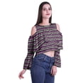 thumbnail image 3 of Moomaya Button Front Cold Shoulder Top Printed  Casual Loose Blouse Short Top, 3 of 4