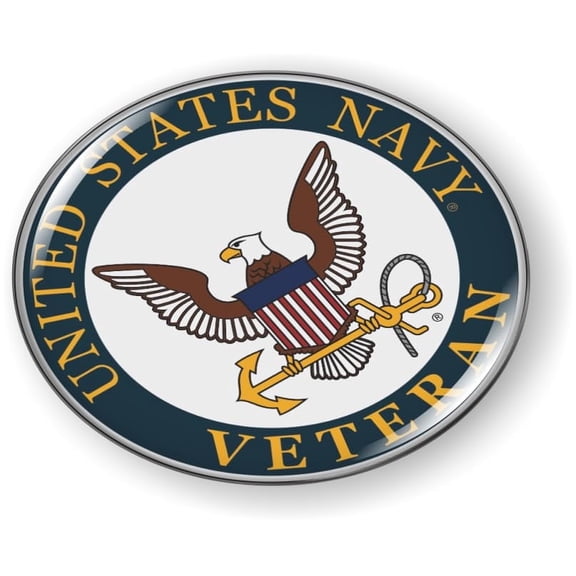 BestLicensePlateFrames - Veteran U.S. Navy Eagle and Anchor (Color) 3D Domed CAR Emblem Badge Sticker Flexible - Official U.S. Navy Licensed Product
