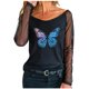 thumbnail image 1 of Camiseta de manga larga con cuello redondo y estampado de malla sólida para mujer Pompotops  gfhjh16346, 1 of 6