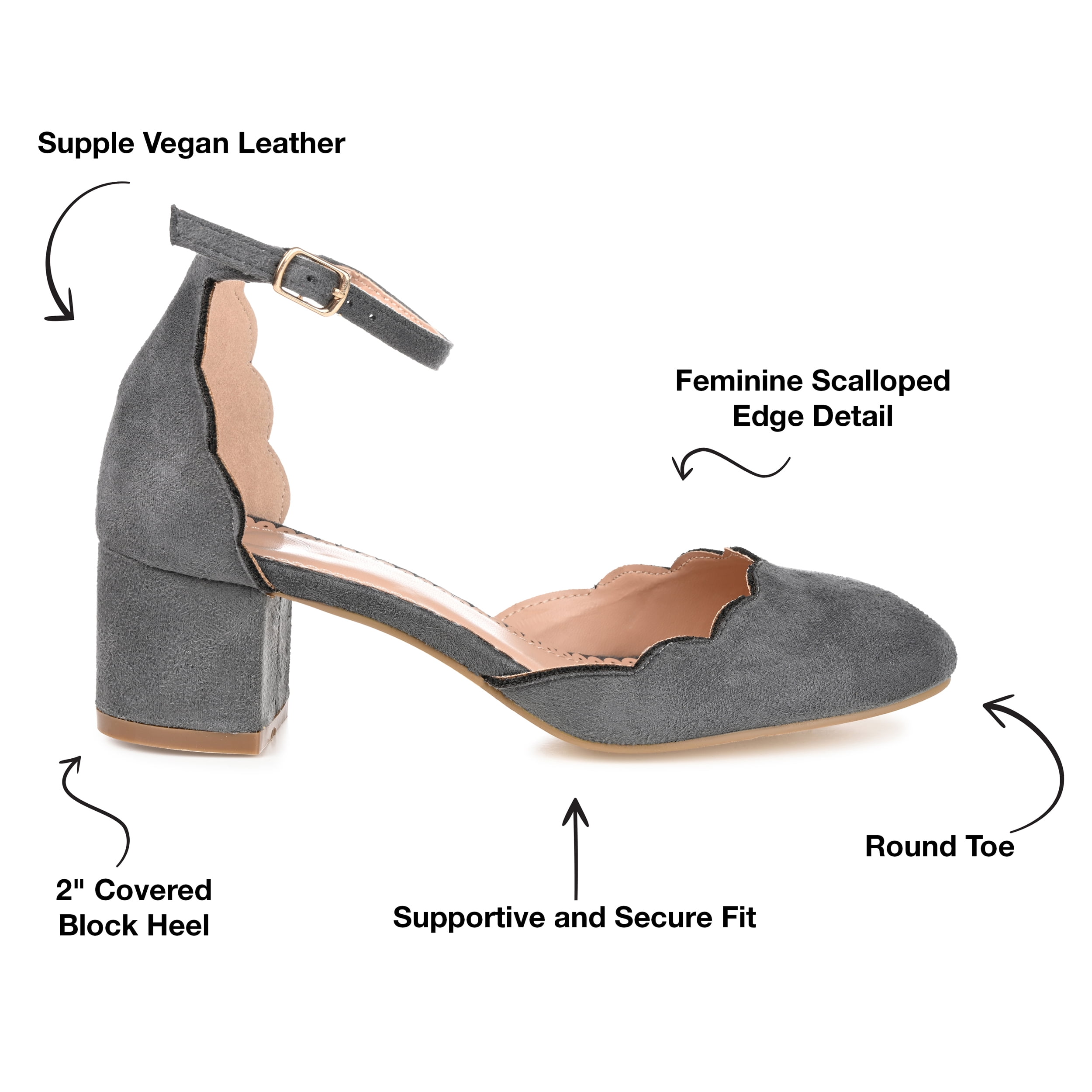 Journee Womens Edna Round Toe Low Block Heel Pumps, Widths Available