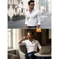 thumbnail image 3 of Mens White Dress Shirts Long Sleeve Button Down Shirt Solid Formal Shirt Business Casual for Men XL, 3 of 8