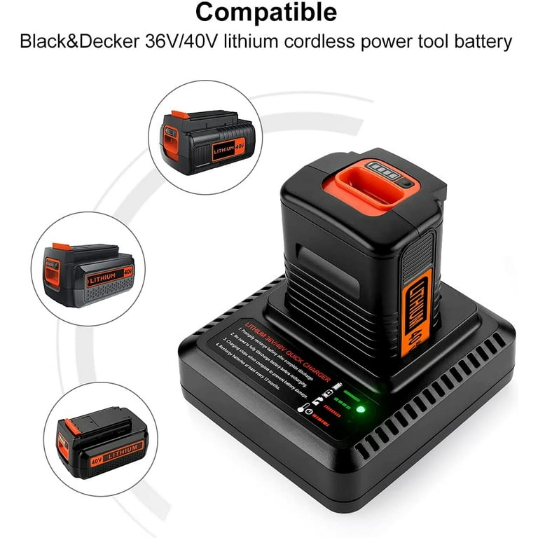 Replace Black and Decker 40V Charger LCS36 LCS40 Compatible with  Black+Decker 36V/40V Lithium Battery LBXR36 LBXR2036 LBX36 LBX1540 LBX2040  LBX2540