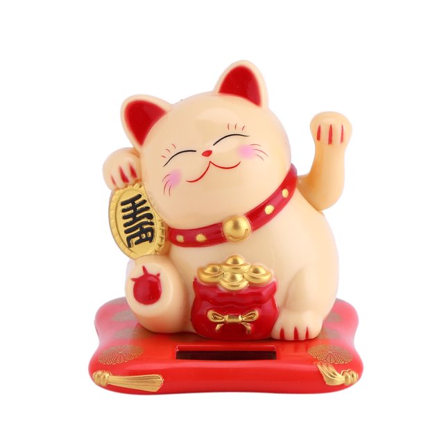 Gato amarillo que saluda para la riqueza y la suerte, adorable amuleto con energía solar para decorar el hogar o el automóvil