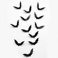 thumbnail image 3 of 12 Pack Black 3D Bat Halloween Wall Decals, Realistic Scary PVC Stickers, Spooky Decor for Home Wall, Bathroom, Party, Indoor & Holiday Decoration, 3 of 8