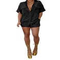 thumbnail image 2 of Survêtement d'Été Décontracté pour Femmes à Manches Courtes Boutonnage Haut + Short Ample Lounge Set, 2 of 7