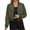 Army Green, variant on Women's Solid Color Fashionable Sleeve Long Sleeved Zipper Casual Top Jacket, Short Pilot Jacket with Front Pockets and Modern Streetwear Design,Red S