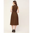 thumbnail image 4 of Moomaya Sleeveless Mandarin Collar Rayon Dress - Women's Elegant Flared Dress, 4 of 9