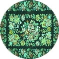 thumbnail image 1 of Ahgly Company Machine Washable Indoor Round Medallion Turquoise Blue French Area Rugs, 3' Round, 1 of 4