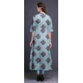 thumbnail image 4 of Bimba Blue Leaves & Floral Block Indian Kurtis For Women Anarkali Kurti Printed Long Asymmetrical Regular Fit Tunic-X-Large, 4 of 5