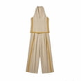 thumbnail image 4 of Uootdi Two Piece Sets for Women Dressy Asymmetrical Neck Sleeveless Blouse Tailored Palazzo Pants Chic Daily Matching Outfits, 4 of 5