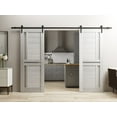 thumbnail image 3 of Sturdy Double Barn Door 36 x 80 inches with | Veregio 7288 Light Grey Oak with Frosted Glass | 13FT Rail Hangers Heavy Set | Solid Panel Interior Doors, 3 of 5