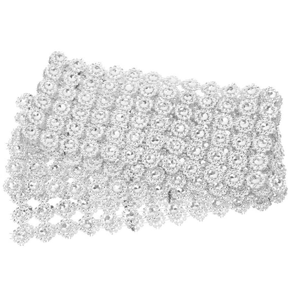DRAFIDEEP 1 Roll Wear-Resistant Clothes Trim Faux Crystal Rhinestone Mesh Ribbon Silver for Wedding Party