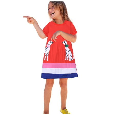 

Little Girl Dress Baby Kids Girls Cartoon Casual Sleeve Cotton Short Patterns Girls Skirt Toddler Summer Cool Cute