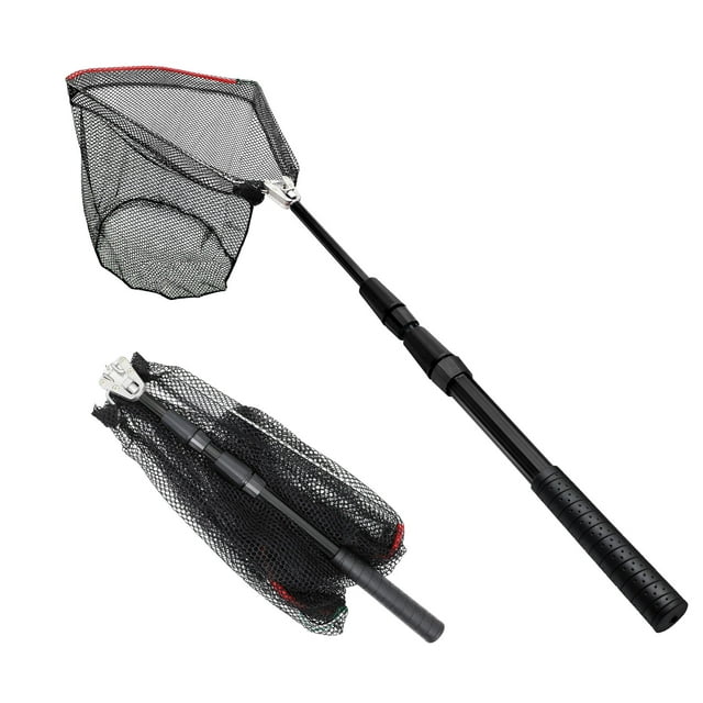 SAN LIKE Filet de Pêche Filets de Débarquement pour Poisson Télescopique Pliable Manche de Perche Robuste pour Eau Salée et Eau Douce s'Étirant jusqu'à 36/43/71/98 Pouces