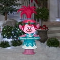 thumbnail image 2 of Gemmy Christmas Airblown Inflatable Poppy in Holiday Outfit w/Banner Universal, 4 ft Tall, pink, 2 of 2