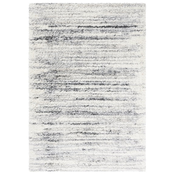 SAFAVIEH Fontana Shag Danny Abstract Plush Area Rug, Ivory/Grey, 6'7" x 9'