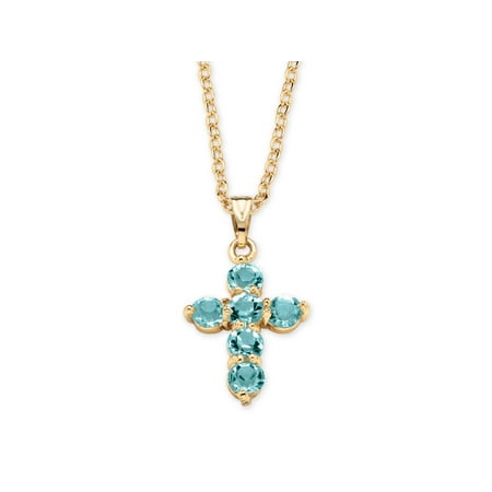 - Birthstone Cross Pendant Necklace in Yellow Gold Tone