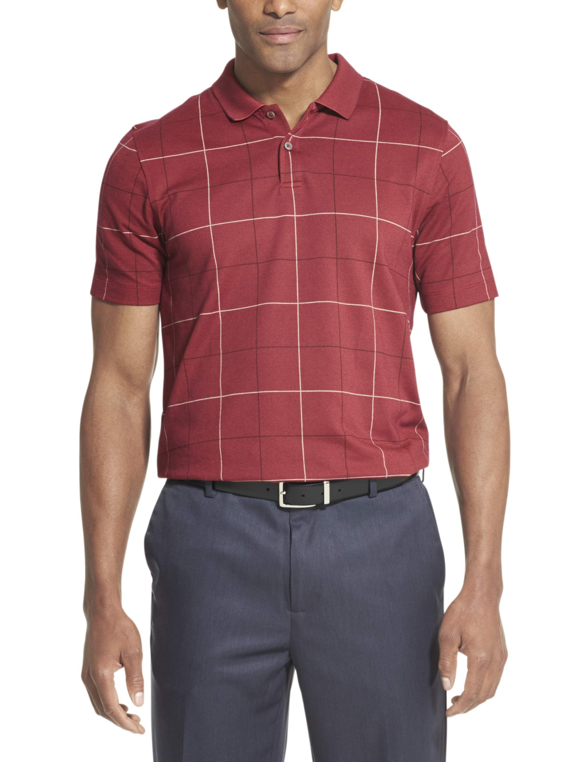 Van Heusen Mens Flex Short Sleeve Stretch Windowpane Polo Shirt Polo Shirt
