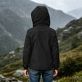 thumbnail image 4 of Cethrio Girls Waterproof Jackets, Long Sleeve Lightweight Outdoor Zip up Girls Windbreakers Black Size 5-6 T, 4 of 7