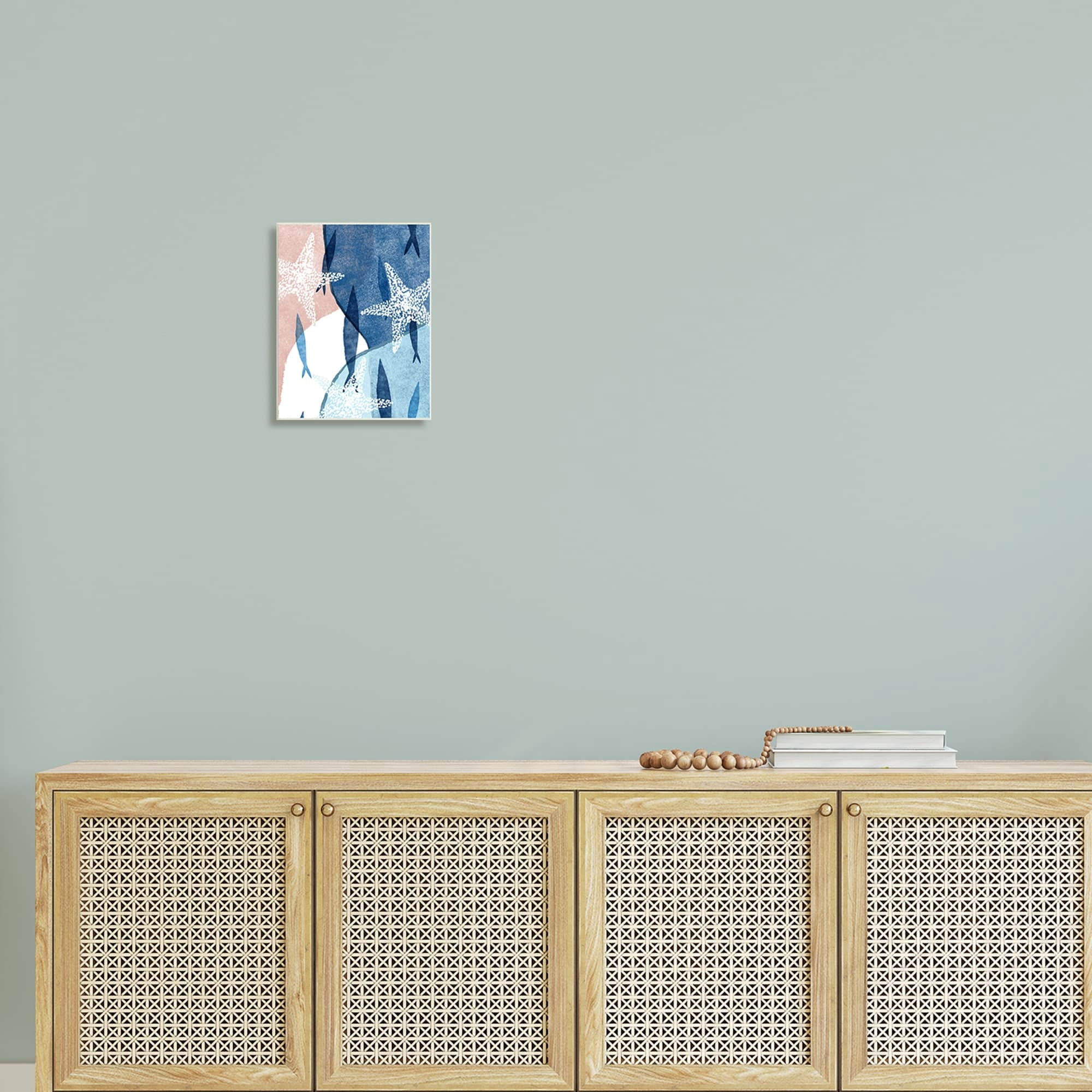 Stupell Industries Abstract Fish Swimming Speckled Starfish Blocked Design Painting Unframed Art Print Wall Art, Design by Ziwei Li