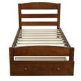 thumbnail image 3 of Hommoo Platform Twin Bed Frame with Storage Drawer and Wood Slat Support No Box Spring Needed, Walnut, 3 of 7