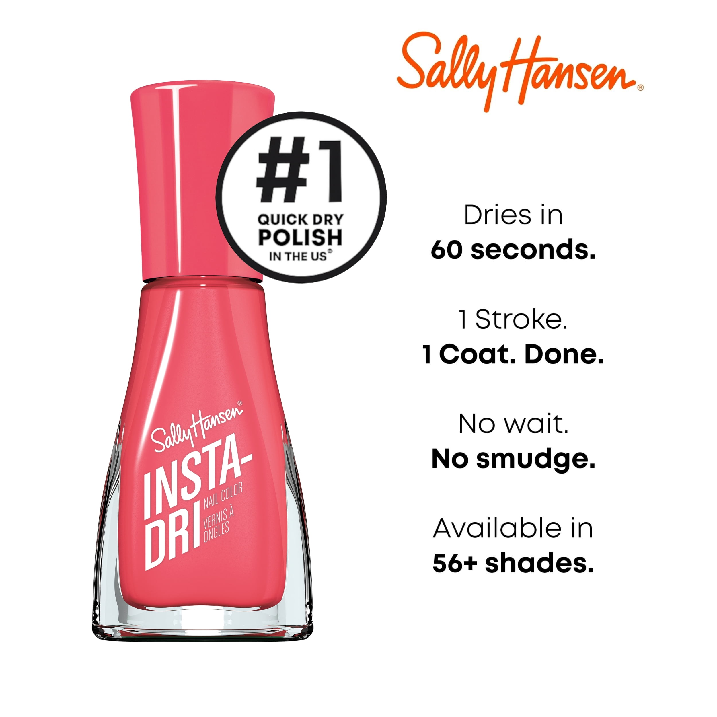 Sally Hansen Insta-Dri Nail Polish, Quick-Drying, Long-Lasting Shine, Peachy Breeze 0.31 fl oz