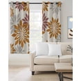 thumbnail image 2 of Geometric Flower Blackout Curtains for Bedroom/Living Room, Thermal Insulated Kitchen Curtains, Vintage Country Floral Orange Grey on Linen Grommet Darkening Window Treatment Drapes 52"x63"x2, 2 of 8