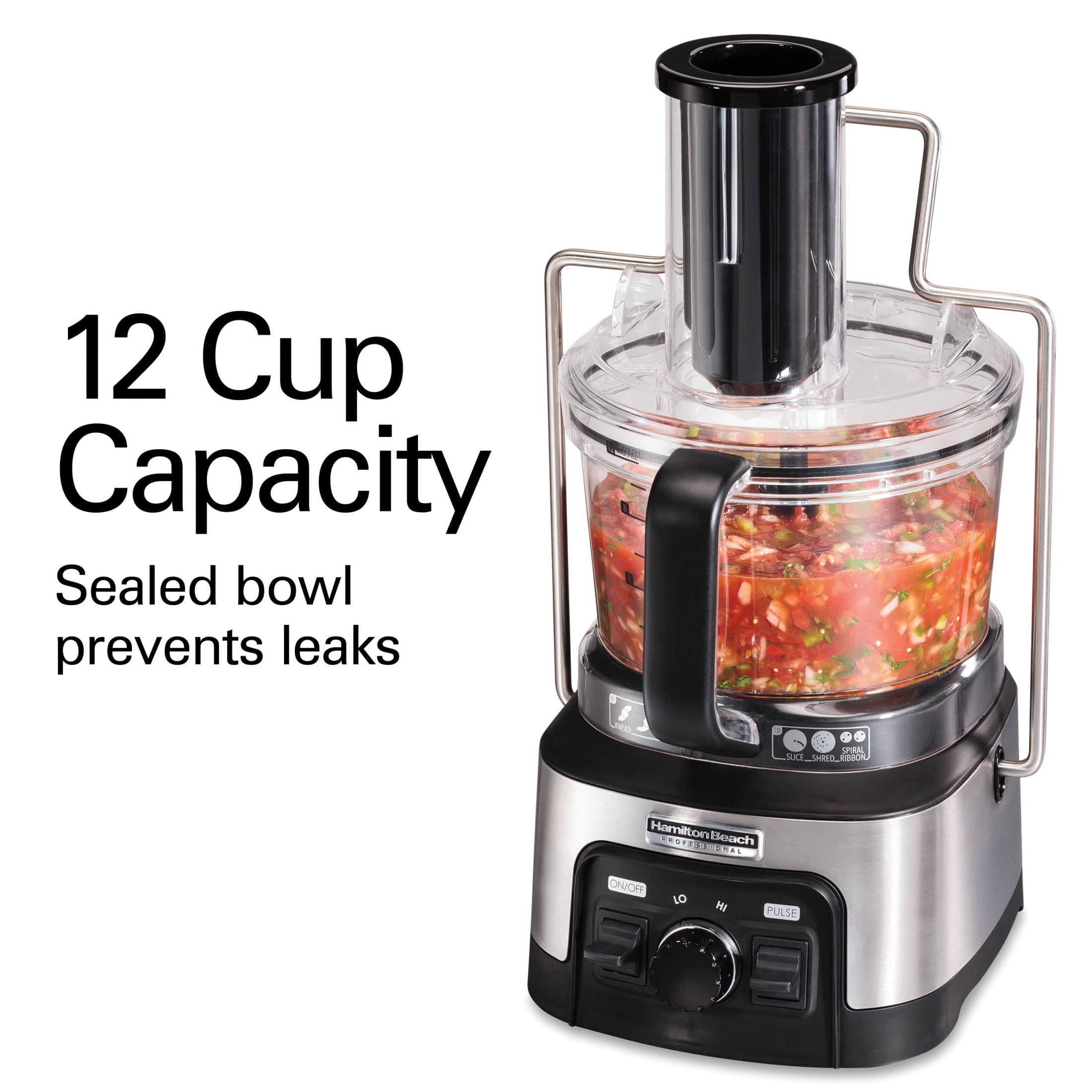 Hamilton Beach Professional 12 Cup Spiralizing Food Processor with Stack & Snap Design, Black