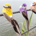 thumbnail image 4 of Decoración del hogar del jardín de los pájaros de la espuma de plumas artificiales de los colores 2pcs naranja Soledad Aves artesanales emplumadas, 4 of 6