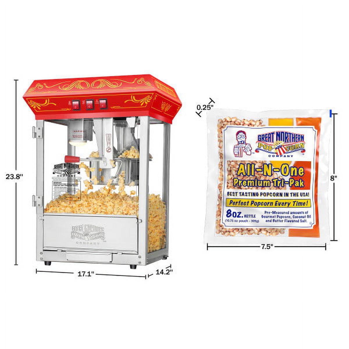 GREAT NORTHERN Good Time Countertop 850 W 8 oz. Red Hot Oil Popcorn Machine  154812YOZ - The Home Depot