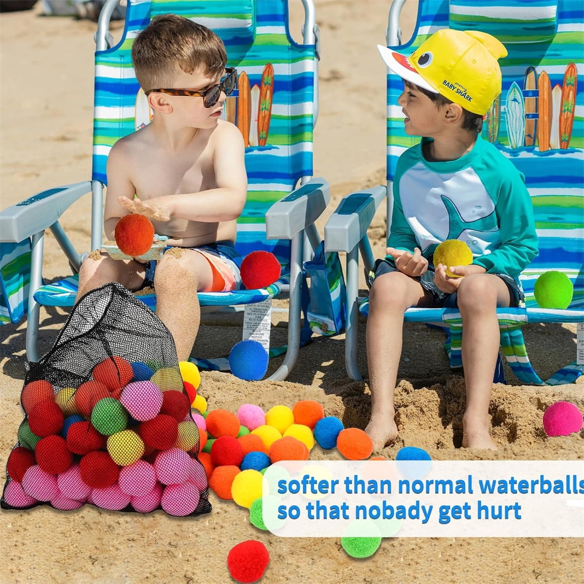 Cotton Water Balls, GIXUSIL 100 Pcs Reusable Soft Splash Water Balloons for Outdoor Yard Pool Beach Fun Game Summer Water Toys Present for Adult (Colour Mixture)