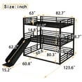 thumbnail image 3 of CKEASEAN Metal Triple Bunk Bed with Safety Guardrails, Queen Over Queen Over Queen Bunk beds for 3 Teen/Adults, Heavy Duty 3 Bunk Bed Frame with Ladder, No Box Spring Needed, Easy Assembly, 3 of 9