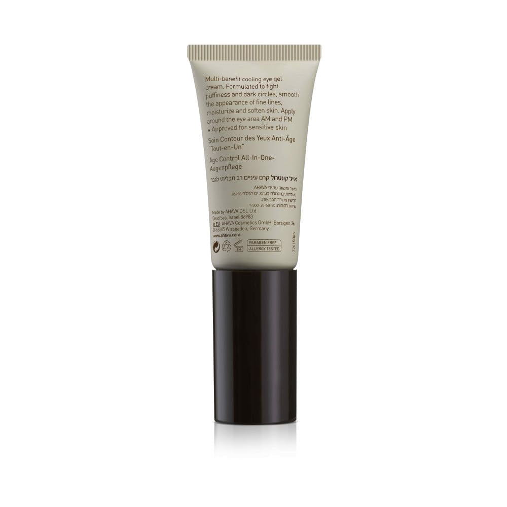 AHAVA Time To Energize Men's Age Control All-in-One Eye Care - Refresh & Hydrate Gel to Smooth Undereye Area, Reduce Dark Circles, with Osmoter, Aloe Vera, Caffeine, Peptides & G-Force, 0.5 Fl.Oz