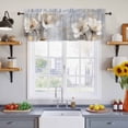 thumbnail image 2 of 2 Pack Magnolia Flower Valance for Window Flowers Oil Painting Abstract Retro Kitchen Valance Rod Pocket Short Curtain Topper Decorative Window Treatment for Living Room Bedroom 42"x18", 2 of 8