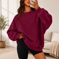 thumbnail image 2 of UDAUDU Sweatshirt for Women Oversized Crewneck Fleece Long Sleeve Pullover Hoodies Tops Fall Fashion Winter Outfits Clothes Wine M, 2 of 7