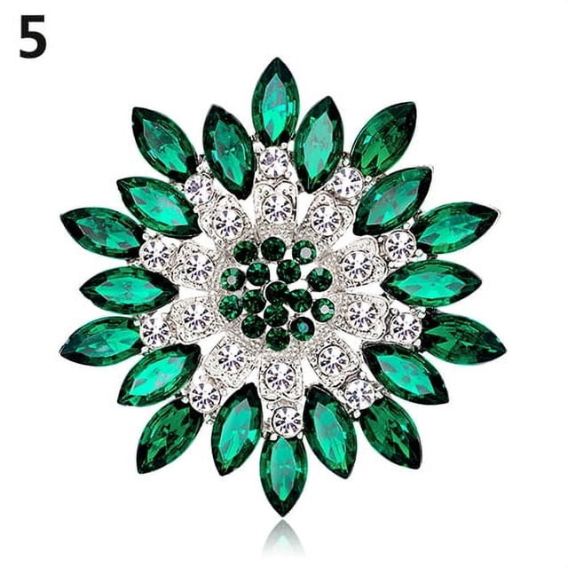 Lindbes Women Brooch Pin Flower Brooch Rhinestone Jewelry for Wedding Party