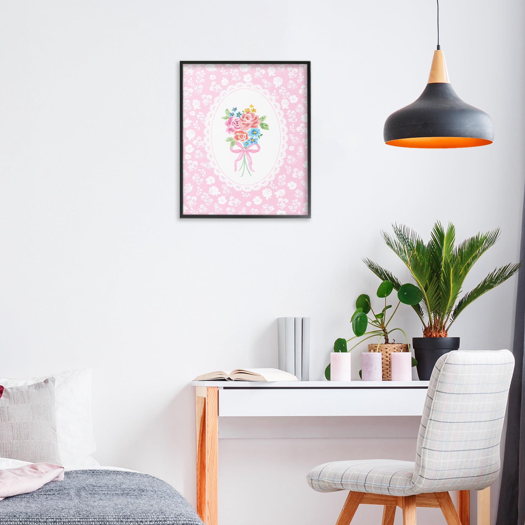 Stupell Industries Pink Feminine Bouquet Black Framed Giclee Art, design by Corinne Haig