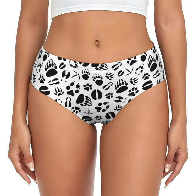 Fotbe Black Footprints Calzones Estampados para Mujer – Ropa Interior de Algodón, Cómoda, Suave y Elástica-Large