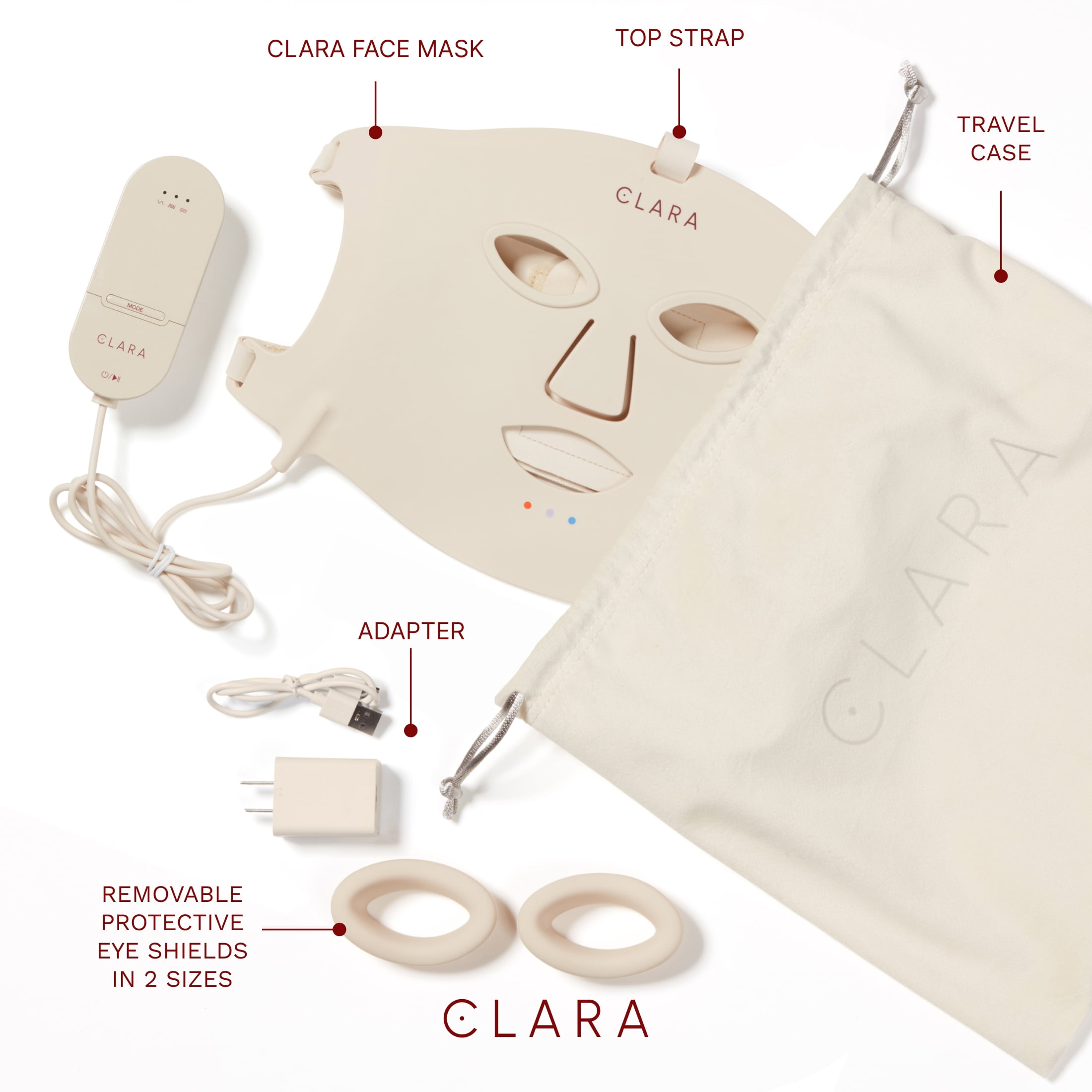 Clara Red Light Therapy LED Face Mask, Silicone, Adjustable, Collagen Boosting Anti-Aging for Radiant Skin