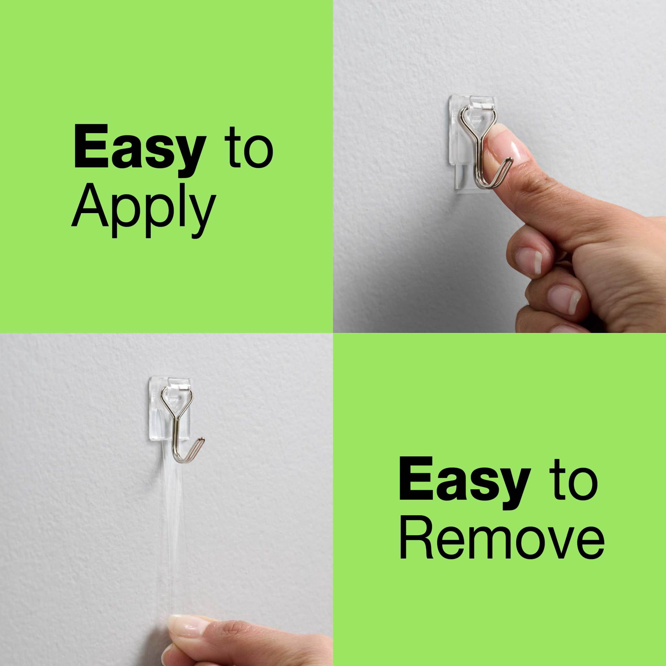 FrogTape reMOVEables Small Clear Wire Hooks, 9 Hooks and 12 Adhesive Strips